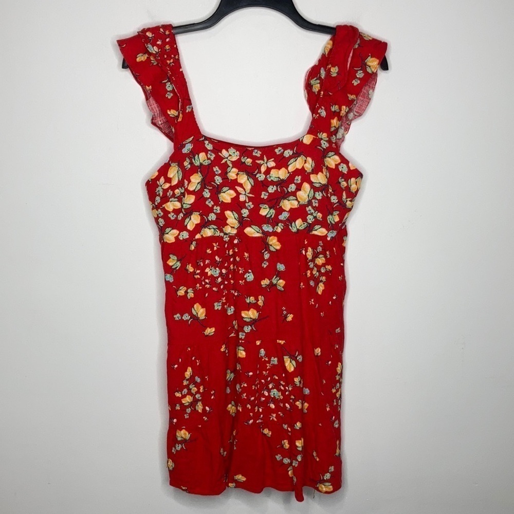 LC Lauren Conrad red sundress with lemon pattern size small